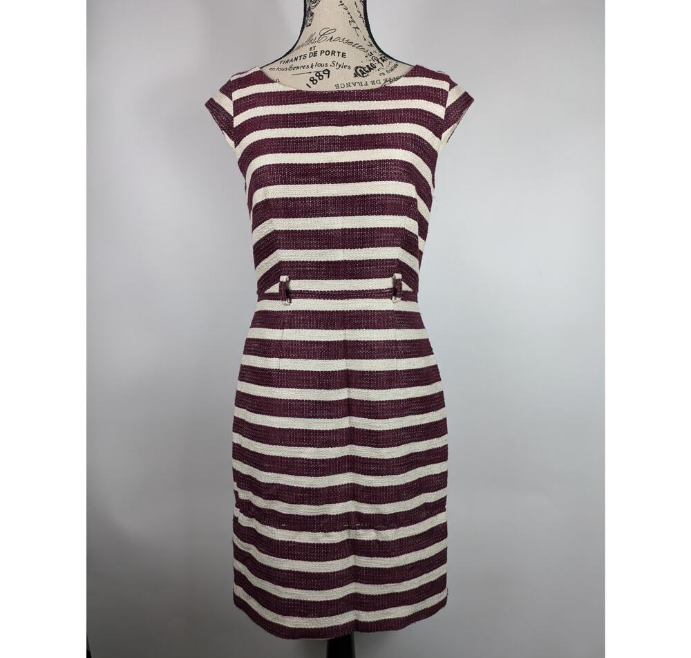Womens Size 2 Dress Banana Republic Maroon Striped Pencil Dress Knee Length Zip